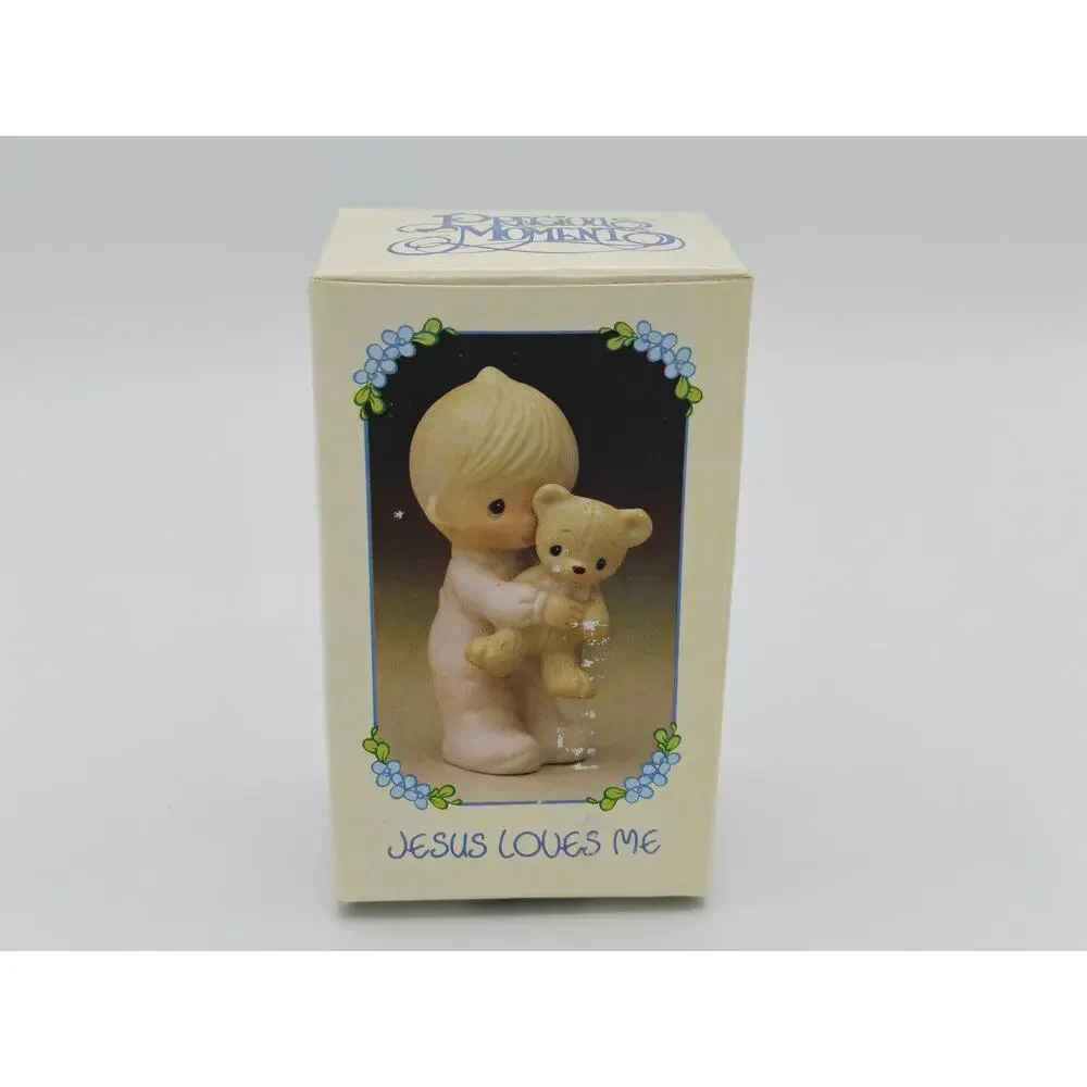 Enesco Jesus Loves Me Figurine E-9278 1982 Vintage Porcelain Religious Gift